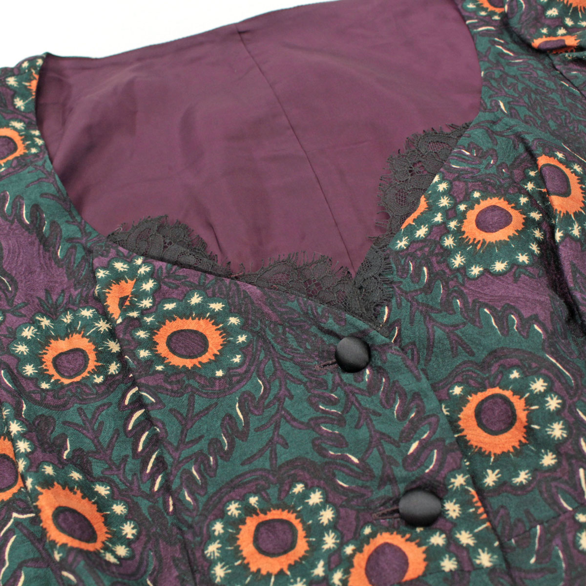 リサイクル ティファナ ケイタマルヤマ 総柄 シルクワンピース