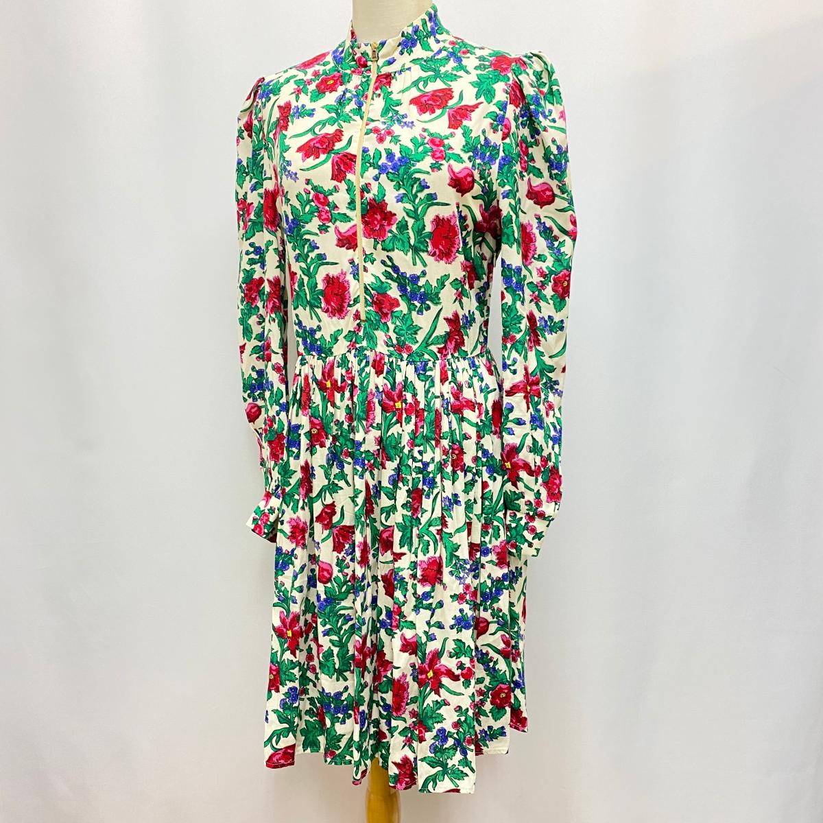 リサイクル ティファナ Tara Jarmon タラジャーモン 花柄長袖ワンピース サイズ38 Ki1004