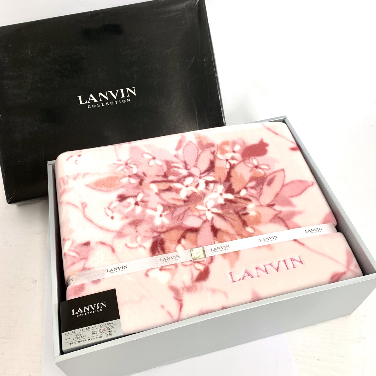 ランバン 薔薇柄 毛布 LANVIN ニューマイヤー毛布 アクリル100